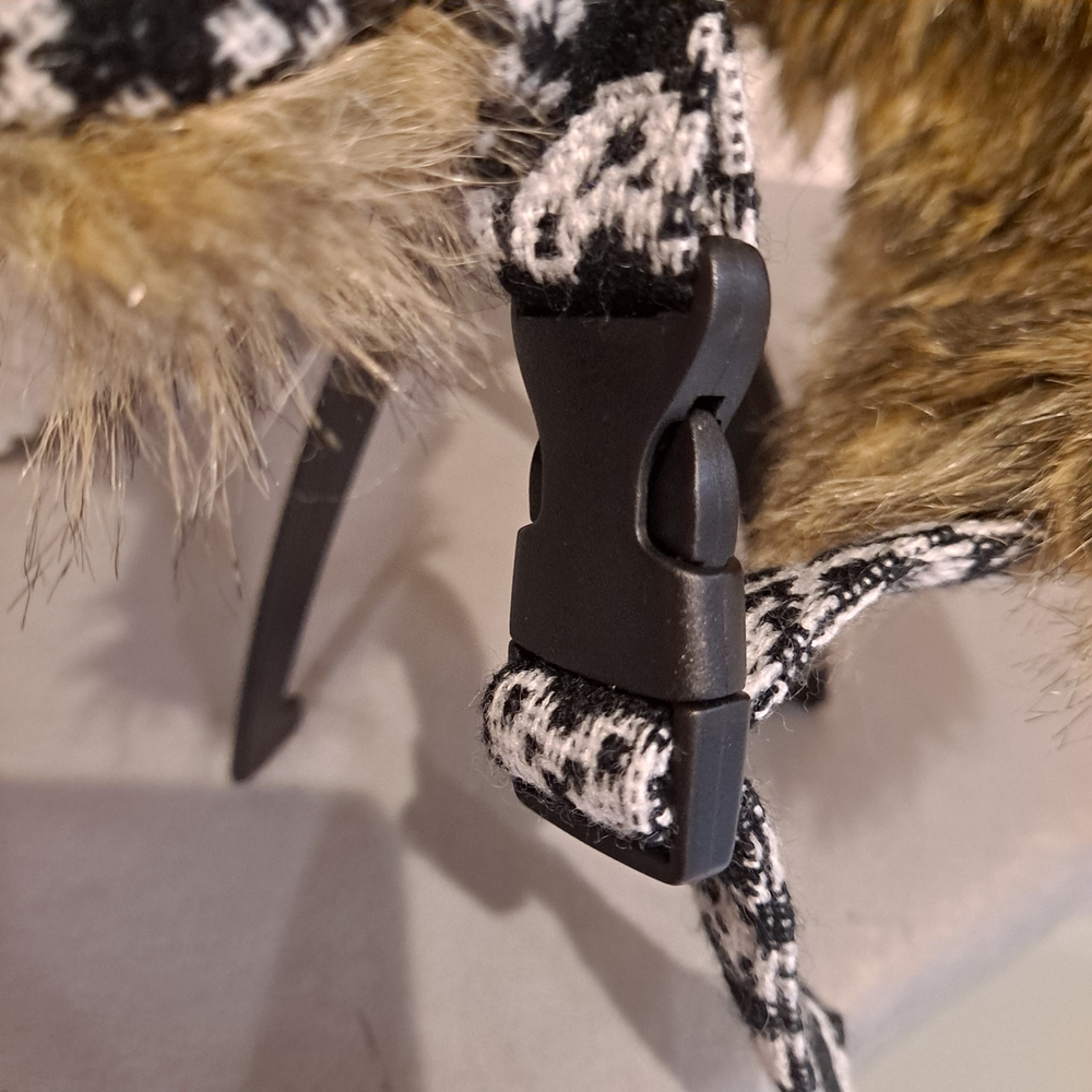 Black And White Patterned Wool Blend Trapper Hat … - image 7